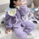 もこもこ ルームウェア キッズ パジャマ あったか 上下セット 女の子 秋 冬 前開き キュート柄 オーバーサイズ感 トップス ズボン 部屋着 ふわふわ 前開き ジュニア 防寒 子供 ポケット 寝間着 保温 ウエストゴム 優しい肌触り