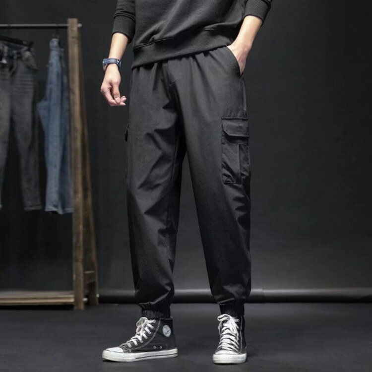 メンズ 冷感パンツ カーゴパンツ スリム ひんやり 夏 接触冷感 ロングパンツ ジョガーパンツ 涼しい カジュアルパンツ 作業ズボン 作業着 美脚 ウエストゴム カジュアル 無地 おしゃれ 大きいサイズ M L XL 2XL 3XL