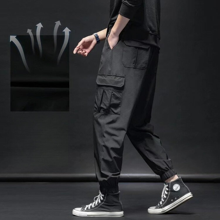 メンズ 冷感パンツ カーゴパンツ スリム ひんやり 夏 接触冷感 ロングパンツ ジョガーパンツ 涼しい カジュアルパンツ 作業ズボン 作業着 美脚 ウエストゴム カジュアル 無地 おしゃれ 大きいサイズ M L XL 2XL 3XL