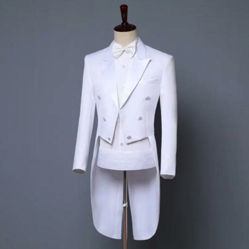 スーツ メンズ タキシード 4点セット ジュニア フォーマル 礼服 紳士服 春秋冬 燕尾ジャケット スラックス カマーバンド 蝶ネクタイ パーティー 発表会 演奏会 新郎 ゲスト お父様 司会者 舞台