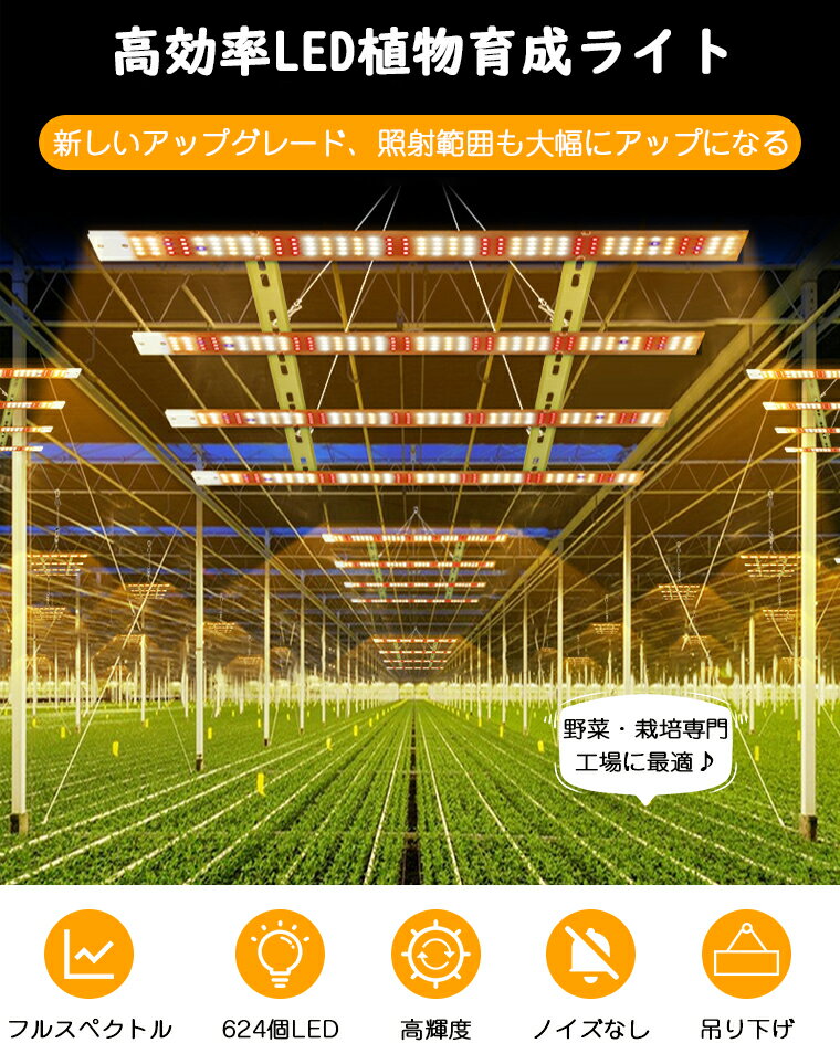 ＼P10★777円OFF／植物育成ライト LED 624個 パネル 室内 屋外 フルスペクトル 大型栽培 観葉植物 多肉植物 暖色LED 育成ライト 植物ライト UV ソーラー led 植物育成ライト 水耕栽培ライト 省エネ 長寿命 水草栽培 野菜工場 室内園芸 徒長防ぐ 2