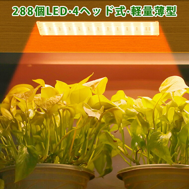 ＼今だけ2980⇒2682 タイマー機能付き／植物育成ライト LED フルスペクトル パネル 4ヘッド式 288個 屋内 屋外用 観葉植物 多肉植物 植物育成ライト LED 育成ライト 植物ライト 5段階輝度調整 ソーラー led 植物育成ライト 水耕栽培ライト 水草栽培 省エネ 長寿命 野菜工場