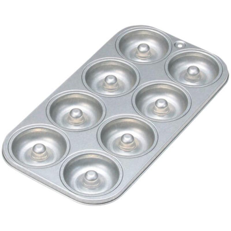 タイガークラウン ドーナツ型 シルバー 127×237×16mm ミニドーナツ型 8P スチール スズメッキ 焼ドーナ..