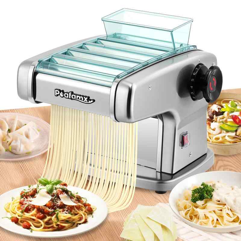 Poafamx 電動パスタマシン 製麺機 自動パスタメーカー 2.5mmカッター 6段階厚さ調整 135w ステンレス ..