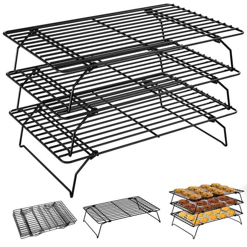 ケーキクーラー【食品グレード Amazon】3層 ベーキング冷却棚 粘らない 焦げ付き防止 耐高温と低温 ケーキ パン お菓子 チョコレート ベーキング冷却ラック 調理器具 ベーキング用品(40*2