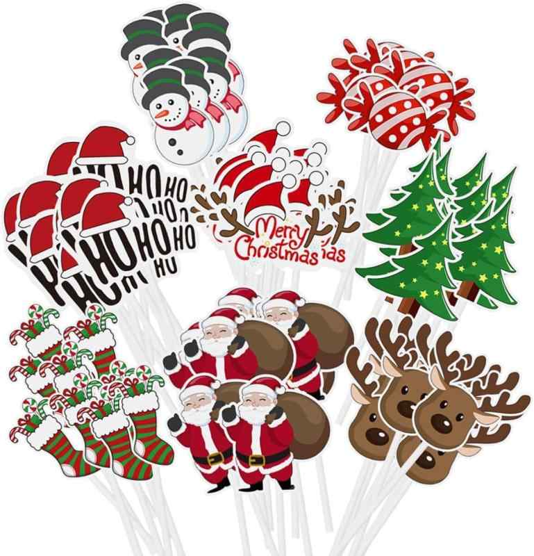 DUOLEIMI クリスマス ケーキトッパー ケーキピック 40本 カップケーキトッパー かわいい 鹿 クリスマスツリー ケーキデコレーション クリスマス飾り クリスマスパーティー