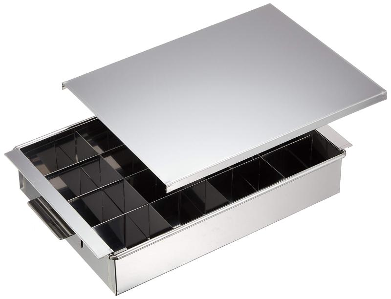 遠藤商事(Endo Shoji) 浅野製作所 AAA(サンエー) 卵豆腐 寒天ゼリー型 サイズ 16個取 (仕切付・蓋付) ステンレス製で錆に強く衛生的 幅×奥行×高さ(mm)240×170×47 プロ用 業務用 ATM2801