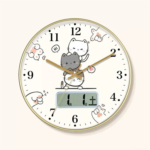 Nbdeal 掛け時計 電波時計 日付 曜日表示 猫 直径30cm 連続秒針 無音 アナログ 可愛 Nbdeal 掛け時計 電波時計 日付 曜日表示 猫 直径30cm 連続秒針 無音 アナログ 可愛