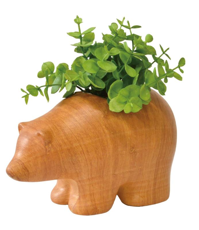 ケーアイジャパン(Kijapan) WDポット アニマル ベア ブラウン W17×D7.5×H14cm 167563(3)