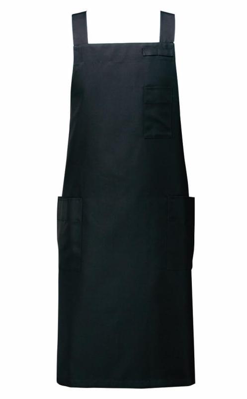 楽天ふらりぃ庵[セブンユニフォーム] 胸付エプロン 黒 ZT9508-2 胸当てエプロン ブラック F