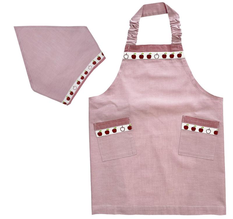 Newリンゴ 子供用エプロン・三角巾セット (M)