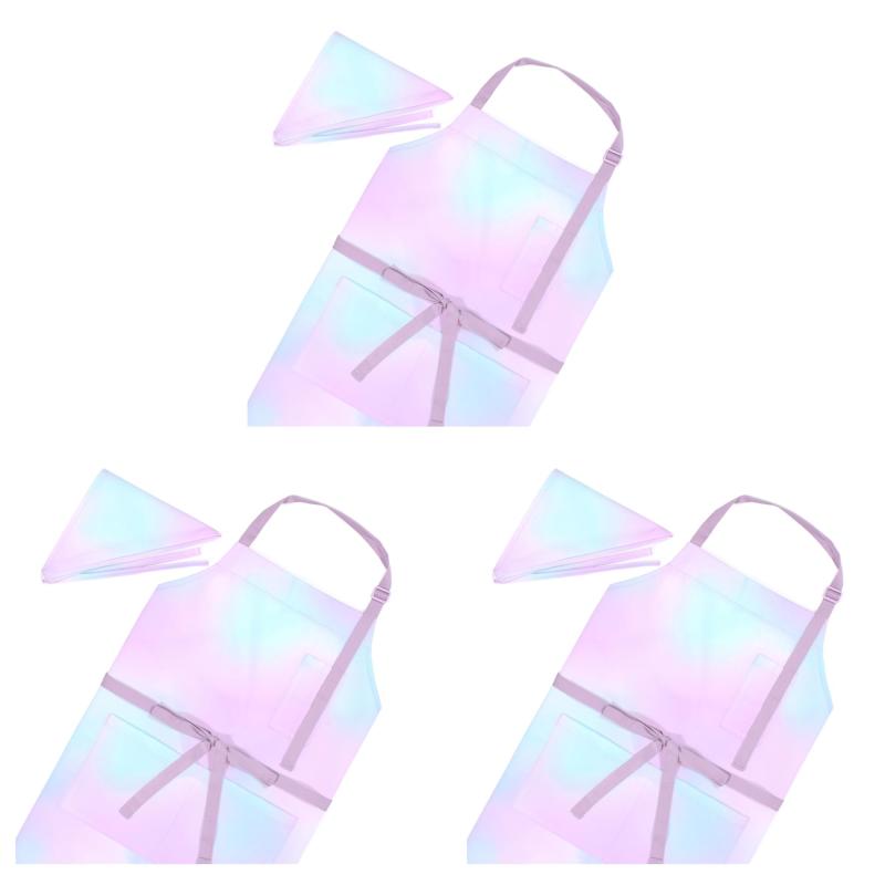 COLORFUL CANDY STYLE エプロン(150～フリーサイズ)三角巾付き 撥水ノーアイロン オーロラカラー 3枚セット 女の子 かわいい エプロン キッズ 子供 子どもエプロン 子供用エプロン ゴム 小学生 こ