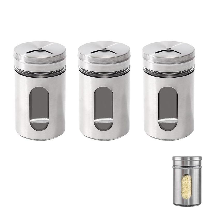 ステンレス 調味料缶 調味料入れ セット 塩 コショウ 砂糖入れ 調味料ポット キッチン 台所 に 3個 セ..