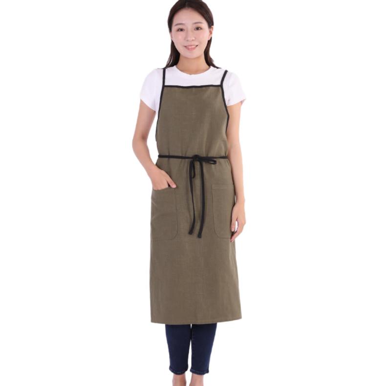 [KH-DSGN] シンプルでおしゃれな肩掛けX型リネンコットンエプロン