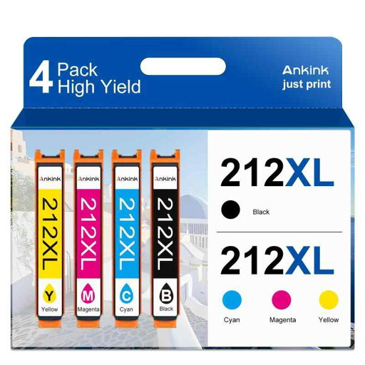 Ankink リサイクルインクカートリッジ Epson 212XL 212 XL T212XL (ブラックとカラー4パック) XP-4100 XP-4105 XP-330 WF-2830 WF-2850プリンター用 Ankink リサイクルインクカートリッジ Epson 212XL 212 XL T212XL (ブラックとカラー4パック) XP-4100 XP-4105 XP-330 WF-2830 WF-2850プリンター用