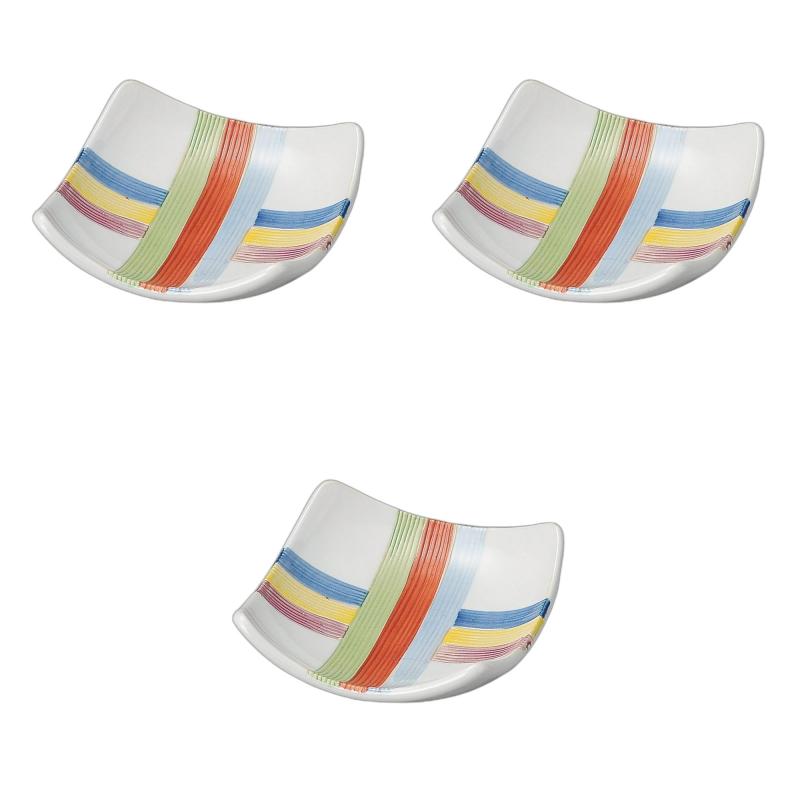 セトモノホンポ(Setomonohonpo) 3個セット 糸車松花堂角皿 [ 11.5×11.5×4cm ] | 角皿陶磁器