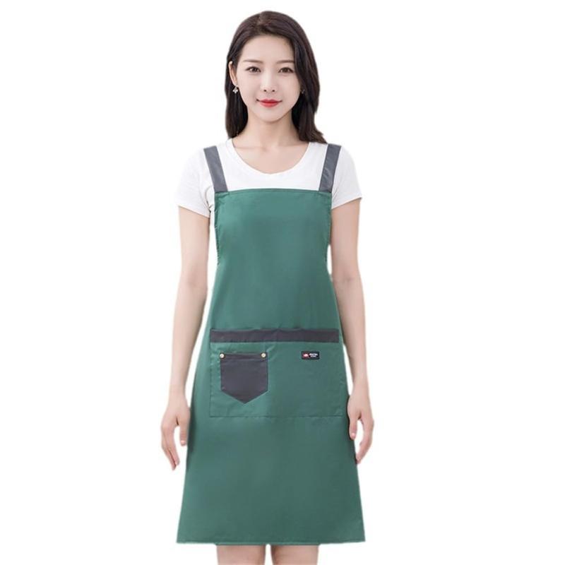 [WANGTAO] エプロン h型 防汚エプロン 首掛け エプロン カフェエプロン レデイース 防水エプロン 無地 ポケット付き シワ防止 保育士エプロン 大人エプロン 作業用エプロン 女性用 男性用 ノ