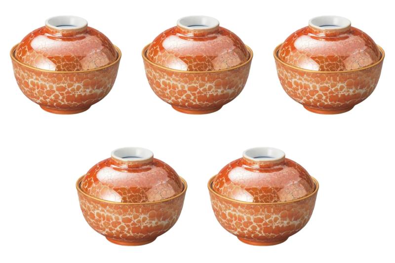 5個セット オレンジ金雲煮物椀 [ 11.5×9.5cm ] | 煮物碗 セトモノホンポ(Setomonohonpo)