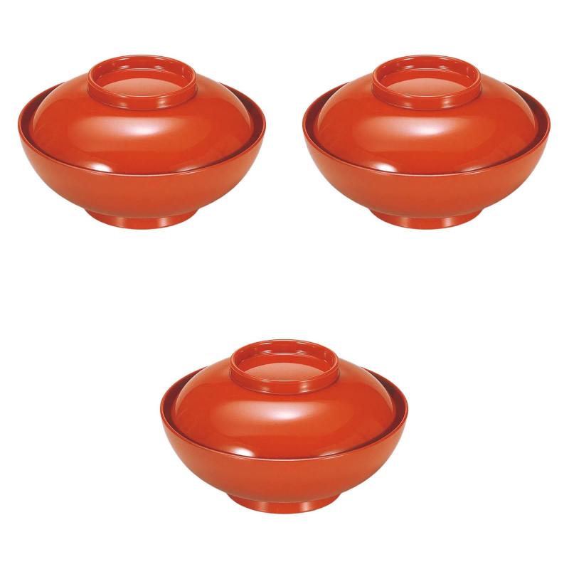 3個セット [TM]柳椀 朱見返市松春秋 [ 13.5φ×7.7cm(280cc) ] | 煮物椀TM樹脂 セトモノホンポ(Setomonoh..