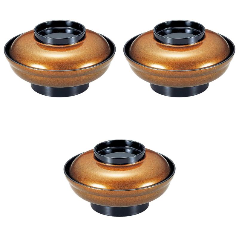 3個セット [A]新広輪丼 （大）金梨地つば黒 [ 19×10.2cm(520cc) ] | 煮物椀ABS樹脂 セトモノホンポ(Set..