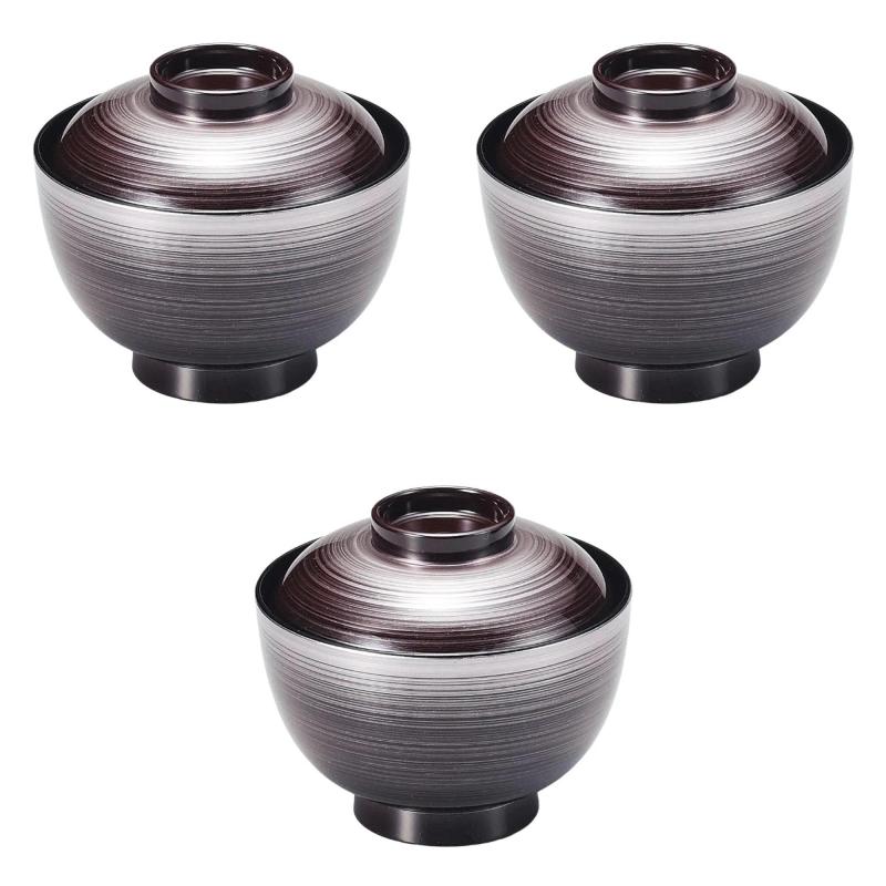 3個セット [TA]3.8寸仙才椀 茶 銀刷毛目 [ 11.1×9.7cm(300cc) ] | 煮物椀耐熱ABS樹脂 耐熱 セトモノホ..