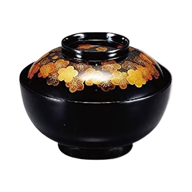 J-kitchens 木製煮物椀黒漆塗／梅朧 日本製 φ13.7x10.0cm 食器 在747