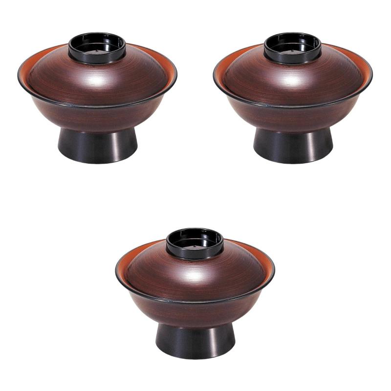 3個セット [A]5.5寸大名椀 溜刷毛目内朱（段無） [ 16.3×11.5cm(600cc) ] | 煮物椀ABS樹脂 セトモノホ..