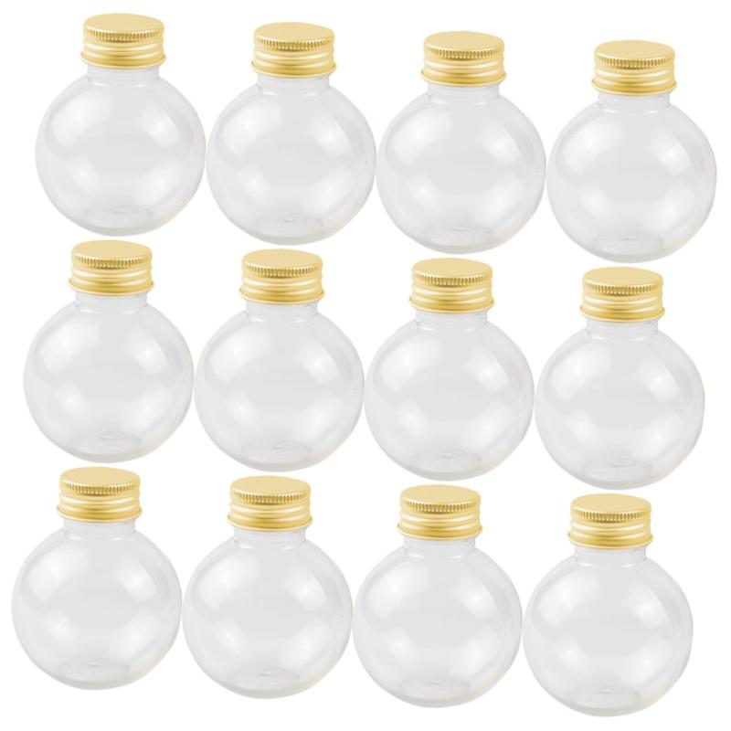 VILLCASE 50個 電球 ボトル 密封 容器 透明 ボトル ヨーグルト 容器 空 プラスチック 携帯用 ジュース 便利 ジュース 漏れ防止 ゴールデン アイス コーヒー