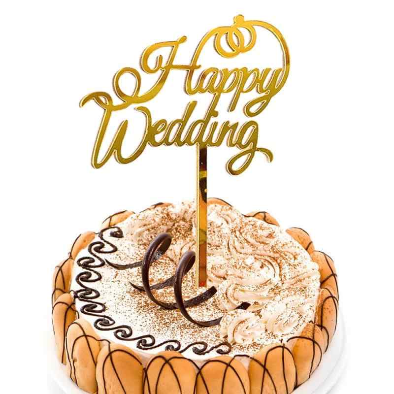 LOYELEY 結婚式 ケーキ飾り ハッピーウェディング ケーキトッパー HAPPY WEDDING デコレーションピック 結婚 記念日 披露宴 お祝い 飾り付け