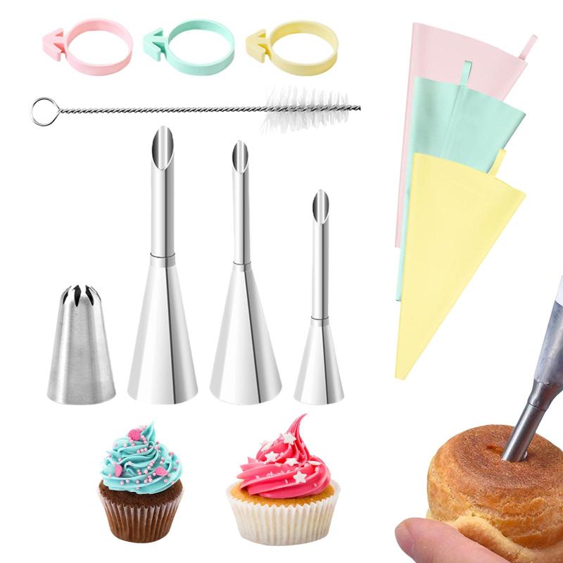 シュークリーム用 口金 4個セット ステンレス シュークリーム 絞り口金 製菓用品