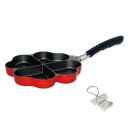 J-kitchens モーニング フライパン 4つ調理が一度にできる 幸せ四つ葉型 レッド ガス火専用 ふっ素樹脂加工 日本製 オリジナル Tシャツ型 缶オープナー 付