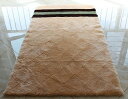 ムートンシーツ (約)100×200cm シングルサイズ ボーダー柄 ベージュ系 【お手入れブラシムートンスリッパなど3点付き】 オーストラリア産原皮 快適睡眠 健康志向 ムートン敷きパッド(3)