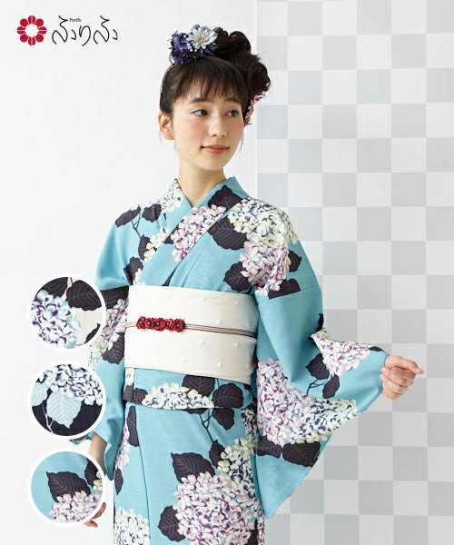 公式 ふりふ 単品 浴衣「あじさい」ふりふセレクト 撫松庵 レディース 女性 ゆかた yukata 紫陽花 アジサイ 花柄 レトロ モダン 粋 お洒落 華やか シンプル 大人 しっとり 大正ロマン 花火 お祭り 20代 30代 40代 大人 粋 ギフト プレゼント 実用的