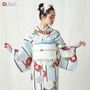 単品 浴衣「縞花に牡丹」公式 ふりふ 浴衣 ふりふセレクト ゆかた レディース 女性 ユカタ 総柄 和柄 和風 花柄 古典柄 ストライプ 牡丹 青 ブルー レトロ モダン かわいい お洒落 大人 大正ロマン 20代 30代 40代 大人 粋 ギフト プレ