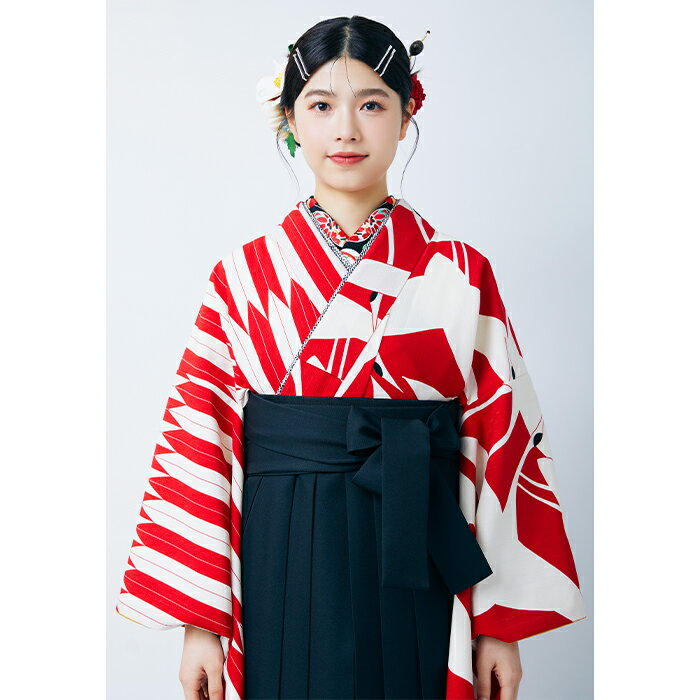 【レンタル】袴【M0013】鶴×矢羽根・赤公式 ふりふ 袴 レンタル 卒業式 大学 選べる ハカマ 二尺袖 往復送料無料 女性 袴セット 袴フルセット セット 着物セット 貸衣装 レンタル袴 卒業袴 大正ロマン 紅一点 レトロモダン 黒 赤 白 ブ