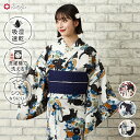 浴衣単品「 夜空猫 」公式 ふりふ 日本製 洗える ゆかた レディース 女性 猫 ねこ 柄 動物 花柄 総柄 和柄 和風 レトロ モダン セオアルファ かわいい...