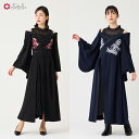 着物風椿うさぎ刺繍ドレス公式 ふりふ 和洋服 和柄 レトロ ワンピ 大正ロマン 刺繍 謝恩会 ドレス ワンピース きれいめ 結婚式 お出かけ 着物風 和風 ブラ...
