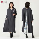 花天井 背開き刺繍ワンピース公式 ふりふ 和洋服 長袖 和風 ワンピース 花 四季 動物柄 猫 鳥 金魚 和柄 膝下 Vネック 着物襟 着物風 ワンピ きれいめ...
