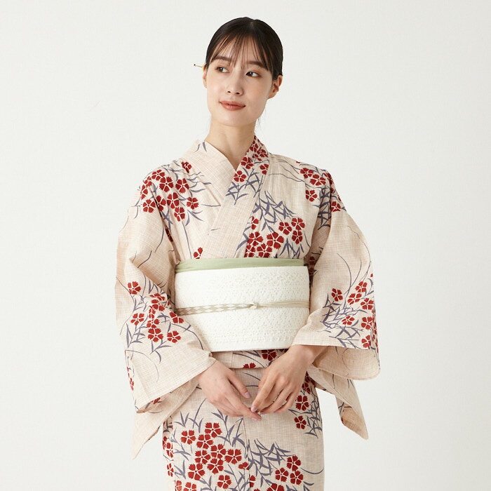 浴衣単品「 撫子 」公式 ふりふ 浴衣 レディース 簡単 着付け ゆかた なでしこ ナデシコ 花柄 きれいめ 綺麗 レトロ 可愛い 白 赤 白地 デート 新作 大正ロマン 綿 コットン おしゃれ 大人 30代 40代 50代 古典 古風 プチプラ yukata 高級感 シンプル