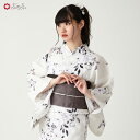 浴衣単品「 花雪の舞 」公式 ふりふ 浴衣 レディース 簡単 着付け ゆかた 白 グレー 花柄 きれいめ 綺麗 レトロ 可愛い 白 紫 デート 新作 大正ロマン 綿 コットン おしゃれ 大人 30代 40代 50代 古典 古風 プチプラ yukata japan 高級感