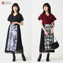あんみつ・花図鑑 プリーツドッキングワンピース公式 ふりふ 和 モダン ワンピース 花 花柄 カシュクール シンプル かわいい 大人 10代 20代 30代 4...