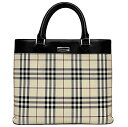 【送料無料】 バーバリー トートバッグ ベージュ ブラウン ノバチェック 美品 キャンバス レザー 中古 BURBERRY 茶色 軽量 ヴィンテージ 定番 人気 外ポケット有 レディース メンズ コンパートメント ポケット豊富 ロゴ ロゴプレート 総柄 チェック ブランド 本物 鑑定済み