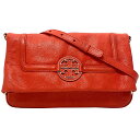 【送料無料】 トリーバーチ ショルダーバッグ レッド ゴールド アマンダ クラッチバッグ レザー 中古 TORY BURCH 斜め掛け ロゴ 2way バッグ フラップ 軽量 大容量 人気 レディース ショルダー クラッチ レザーバッグ 本革 無地 ワンポイント ロゴ マグネット 本物 鑑定済み