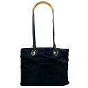 【送料無料】 プラダ ショルダー トートバッグ ネイビー ゴールド テスート 美品 ナイロン レザー GP 中古 PRADA 三角 ロゴ プレート レア ポコノ...