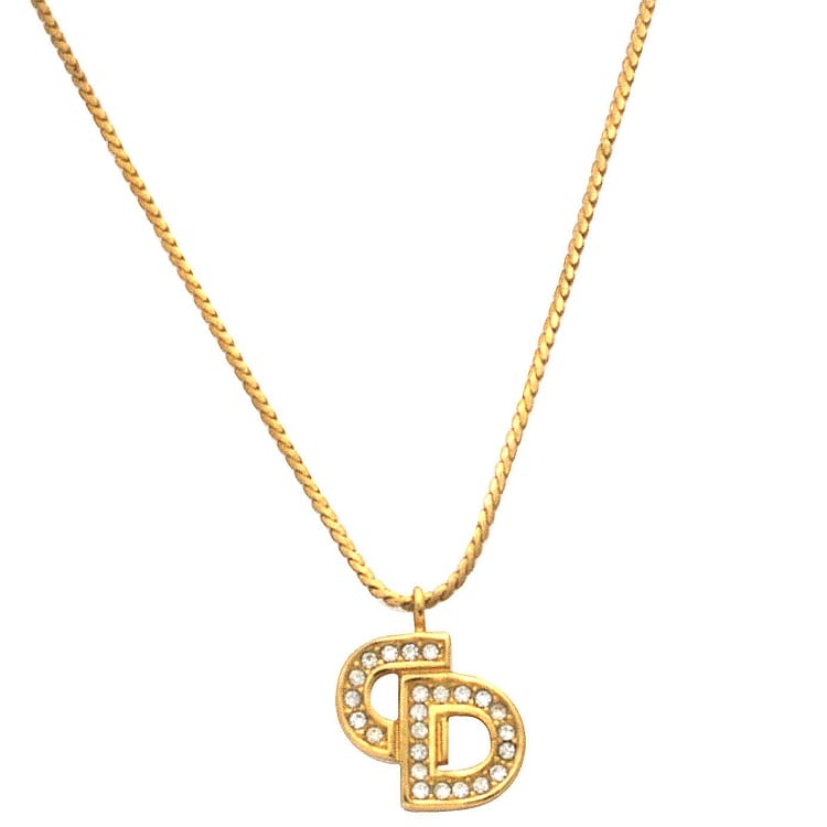 【送料無料】 クリスチャン ディオール ネックレス ゴールド 美品 GP ラインストーン 中古 Christian Dior アクセサリー CD ロゴ ストーン ヴィンテージ 定番 人気 レディース ジュエリー ペンダント ヴィンテージアクセ サリー 女性 宝飾 プレゼント ブランド 本物 鑑定済みのサムネイル