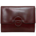 【送料無料】 エルメス クラッチバッグ ファコ ボルドー 美品 レザー ボックスカーフ 中古 〇H HERMES セカンドバッグ GM フラップ ヴィンテージ ...