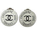 【送料無料】 シャネル イヤリング シルバー ブラック CROISIERE 美品 メタル 中古 00 C CHANEL アクセサリー ヴィンテージ レア シンプル ロゴ ココマーク 丸 プレート 黒 ブランドアクセ レディース お洒落 高級感 上品 エレガント ファッション ブランド 本物 鑑定済み