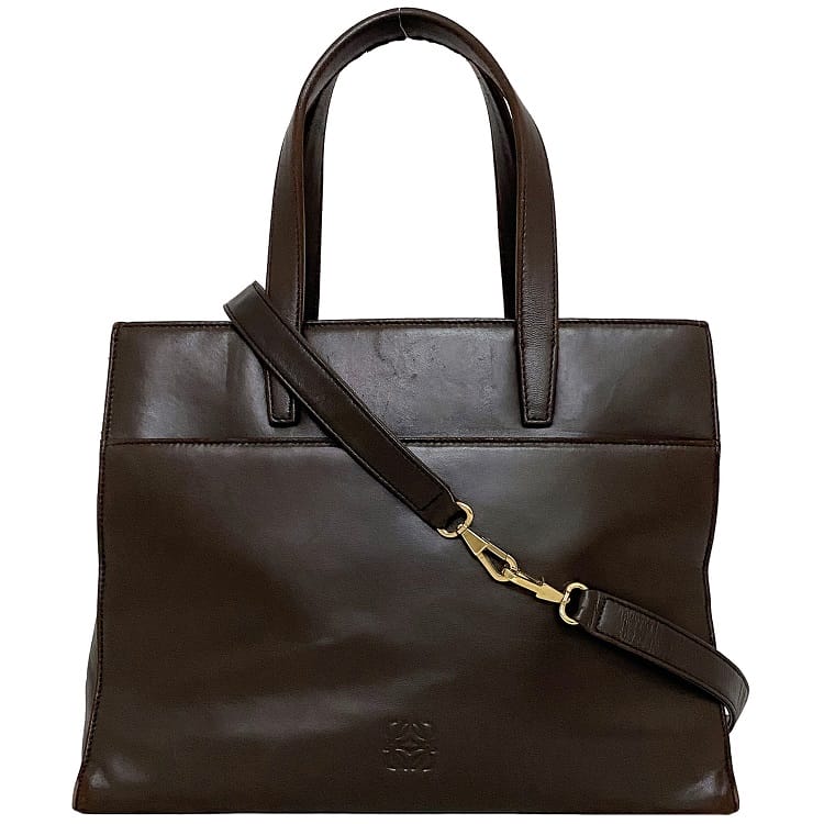 【送料無料】 ロエベ 2way バッグ ブラウン アナグラム 美品 ハンドバッグ ナッパレザー 中古 LOEWE トートバッグ 肩掛け ショルダー 本革 レザー 定番 人気 茶色 シンプル ロゴ ワンポイント レディース お洒落 高級感 上品 エレガント 外ポケット有 ブランド 本物 鑑定済み