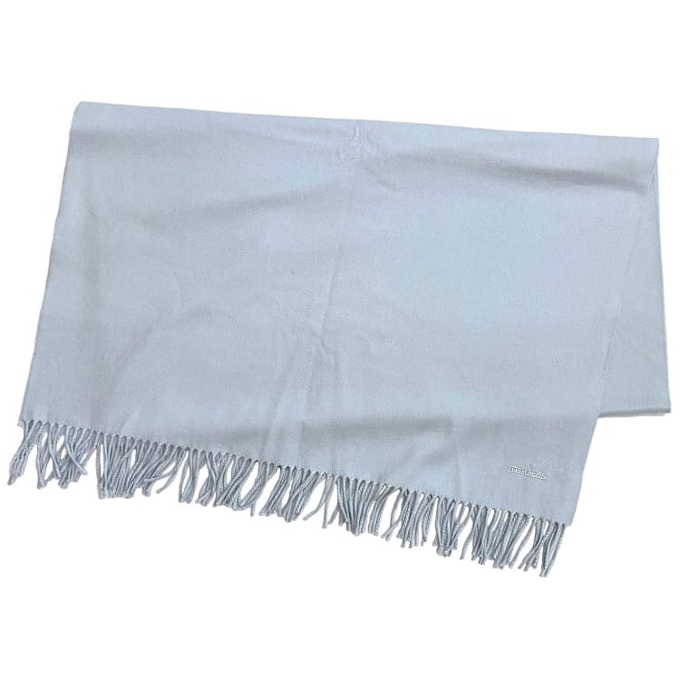 【送料無料】 エルメス ストール ライトブルー 大判 クリーニング済み 美品 カシミア 100％ 中古 HERMES フリンジ アパレル マフラー ロゴ 刺繍 定番 人気 くすみカラー 水色 レディース メンズ シンプル お洒落 高級感 上品 カジュアル エレガント ブランド 本物 鑑定済みのサムネイル