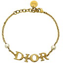 【送料無料】 クリスチャン ディオール ブレスレット ゴールド ホワイト 美品 GP パール 中古 Christian Dior アクセサリー ロゴ ジュエリー ブレス ブランドアクセ シンプル チェーン 定番 人気 エレガント お洒落 上品 高級感 レディース 引き輪 ブランド 本物 鑑定済み